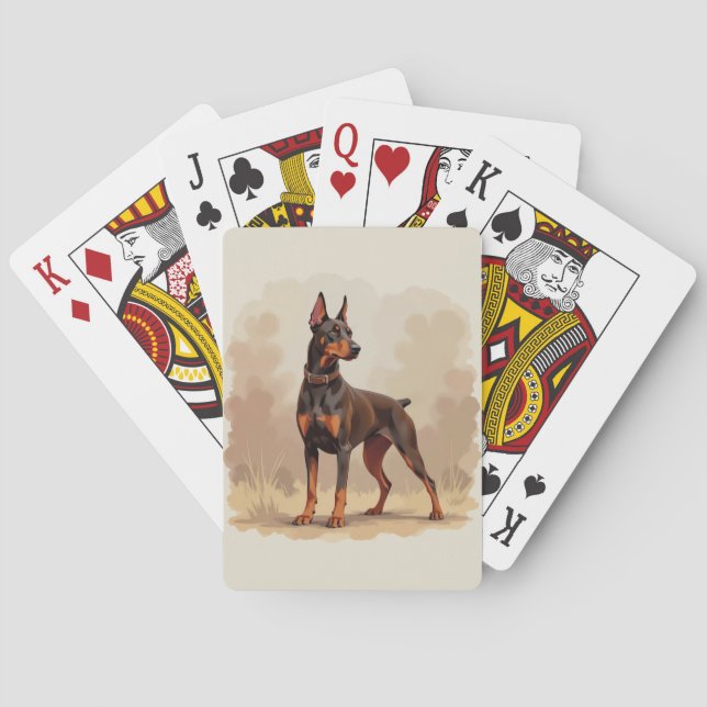 Baraja De Cartas Red Rust Brown Doberman Pinscher Dog (Reverso)