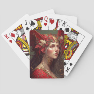 Baraja De Cartas Red Valkyrie Woman Fantasy Art