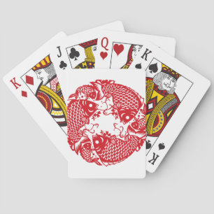 Baraja De Cartas Red Whirling Koi Carp Fish Group