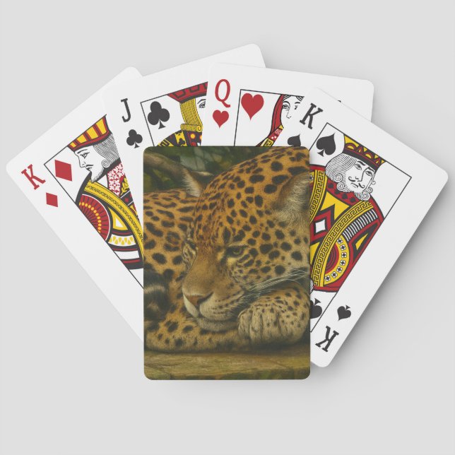 Baraja De Cartas Reflectivo Jaguar - Impresión de arte de vida salv (Reverso)