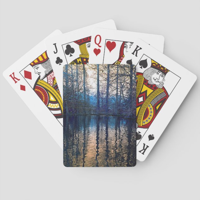 Baraja De Cartas Reflexión de madera-Azul 1 (Reverso)