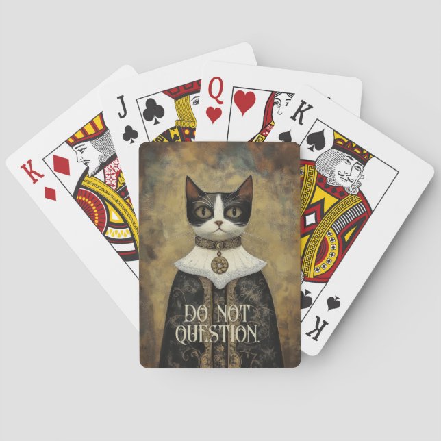 Baraja De Cartas Regal de gatos medievales de Tuxedo (Reverso)