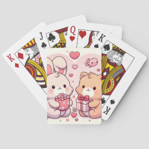 Baraja De Cartas Regalo de amor de osito conejito Kawaii lindo de S