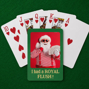 Baraja De Cartas Regalo de foto divertida de Santa con Royal Flush