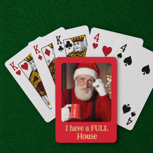 Baraja De Cartas Regalo de foto divertida de Santa en casa llena