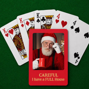 Baraja De Cartas Regalo de foto divertida de Santa en casa llena
