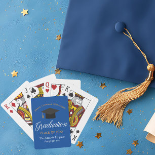 Baraja De Cartas Regalo de Graduación Azul Oro Personalizado Gradua