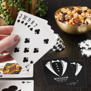Baraja De Cartas Regalo de Padrino de Traje Negro y Blanco Moderno