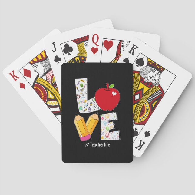 Baraja De Cartas Regalo de profesores Amor Vida de profesores (Reverso)