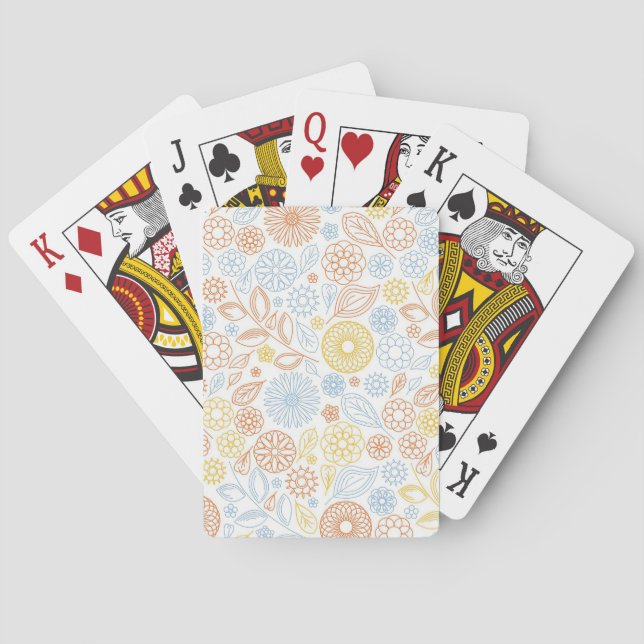 Baraja De Cartas Regalos De Navidad Flores Abstractas En Blanco (Reverso)
