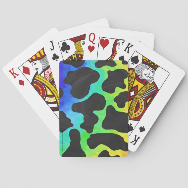 Baraja De Cartas Regalos de vaca negro y arcoiris (Reverso)