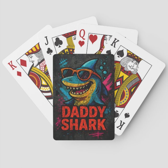 Baraja De Cartas Regalos del Día del Padre del Tiburón Papi (Reverso)