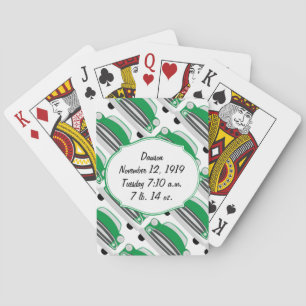 Baraja De Cartas Regalos para Baby Shower de Auto Retro Verde Dulce
