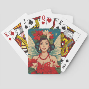 Baraja De Cartas Reina de la belleza pin-up navideña tropical retro
