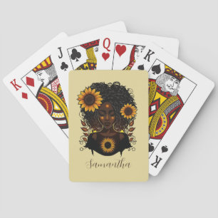 Baraja De Cartas Reina del girasol mujer africana