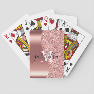 Baraja De Cartas Relieve metalizado Rosa Purpurina dorado