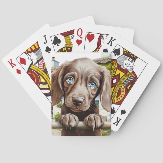 Baraja De Cartas Relleno de calcetín de cachorro jugando (Reverso)