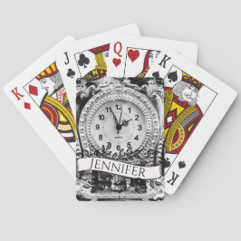 Baraja De Cartas Reloj gótico de plata vintage personalizado