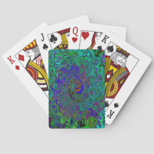 Baraja De Cartas Remolino abstracto retro azul y aguamarina