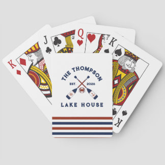 Baraja De Cartas Remos Náuticos Rojo y Azul Cangrejo Rayado Casa de