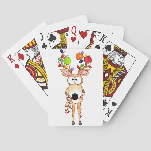 Baraja De Cartas Reno de Navidad de Pickleball (Reverso)