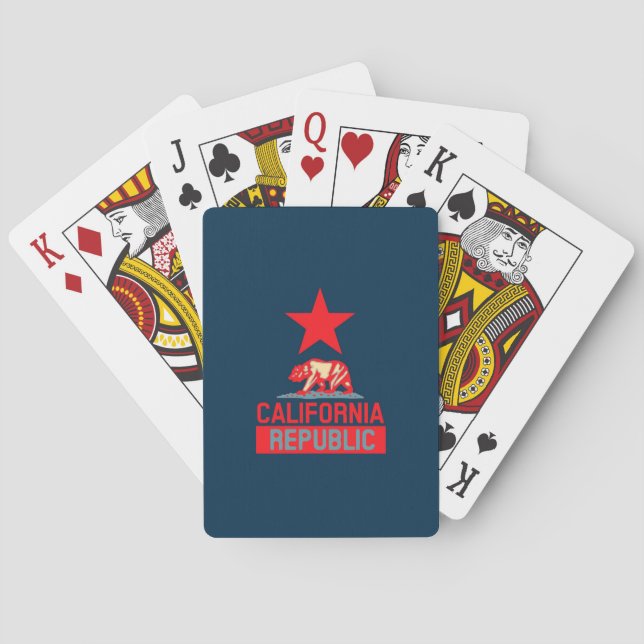Baraja De Cartas República de California en rojo y azul (Reverso)