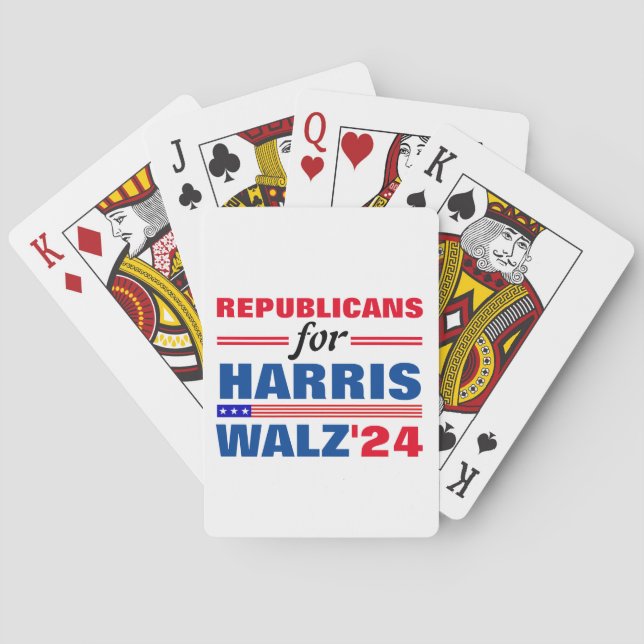 Baraja De Cartas Republicanos por Harris Walz azul rojo (Reverso)