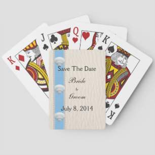 Baraja De Cartas Reserva del boda de playa del Seashell la fecha