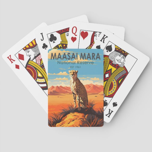 Baraja De Cartas Reserva Nacional de Maasai Mara Cheetah Travel Art (Reverso)