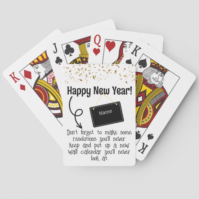 Baraja De Cartas Resolución sarcástica graciosa feliz año nuevo Con (Reverso)