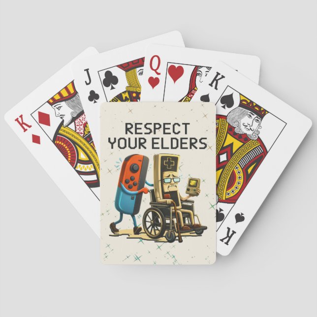Baraja De Cartas Respect Your Elders Gaming Control Retro Funny (Reverso)