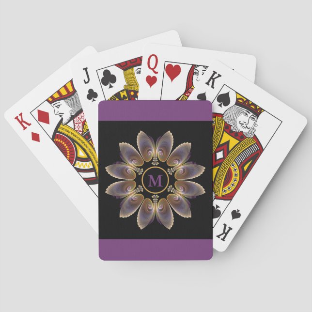 Baraja De Cartas Resumen Angel Wings Mandala Fractal Monograma (Reverso)