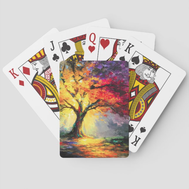 Baraja De Cartas Resumen Árbol de la naturaleza espiritual de la vi (Reverso)