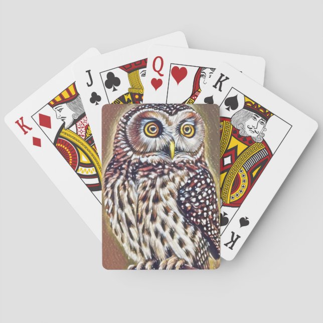 Baraja De Cartas Resumen Arte de Lechuza Forestal (Reverso)