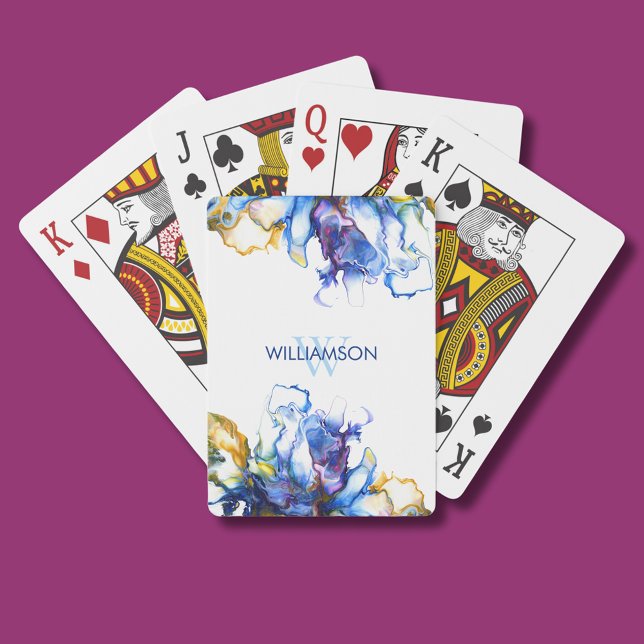 Baraja De Cartas Resumen azul vibrante Arte fluido (royal blue fluid art abstract playing cards)
