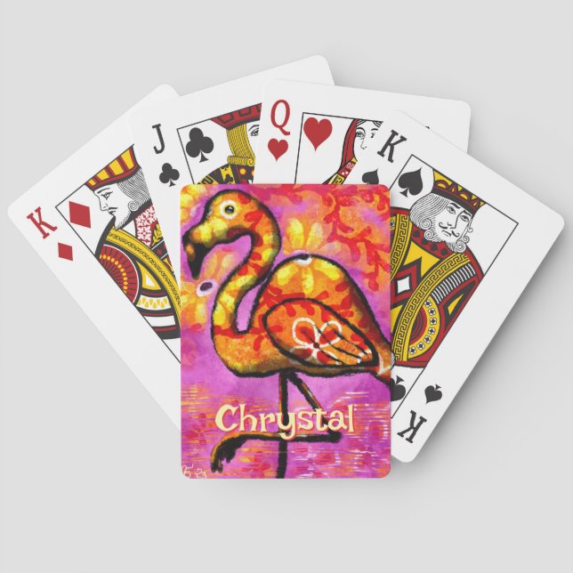 Baraja De Cartas Resumen caprichoso Flamingo Ave Personalizado (Reverso)