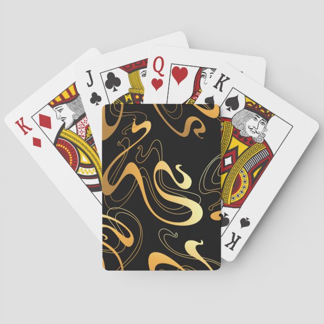 Baraja De Cartas Resumen clásico amarillo y negro (Reverso)