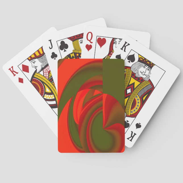 Baraja De Cartas Resumen de Cubist Rojo y Verde (Reverso)