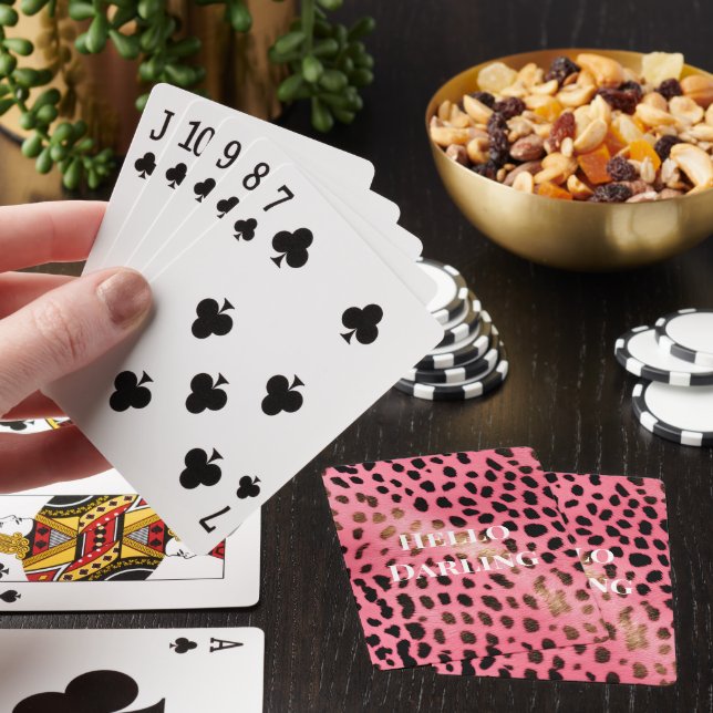 Baraja De Cartas Resumen de impresión de leopardo negro rosado (In Situ)