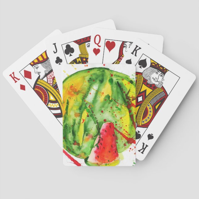 Baraja De Cartas Resumen de la sandía acuática brillante (Reverso)
