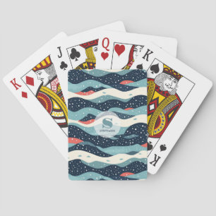 Baraja De Cartas Resumen de líneas onduladas con puntos de copo de