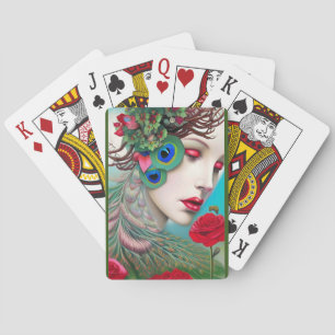 Baraja De Cartas Resumen de los labios rojos y los Rosas del pavo r