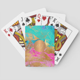 Baraja De Cartas Resumen de oro de cobre de pintura acrílica monogr