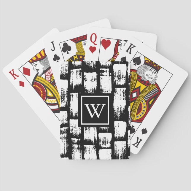 Baraja De Cartas Resumen de pincel blanco y negro (Reverso)