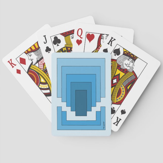 Baraja De Cartas Resumen de Rectángulo en Azul (Reverso)