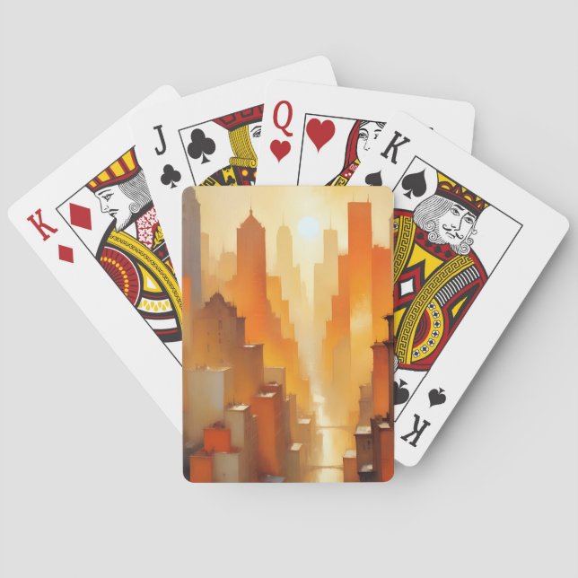 Baraja De Cartas Resumen Edificios de Cityscape Poster Arte de fond (Reverso)