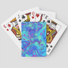 Baraja De Cartas Resumen En Azules, Verdes Y Púrpura