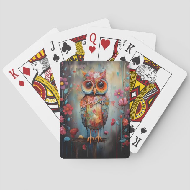 Baraja De Cartas Resumen floral Sabse Owl (Reverso)