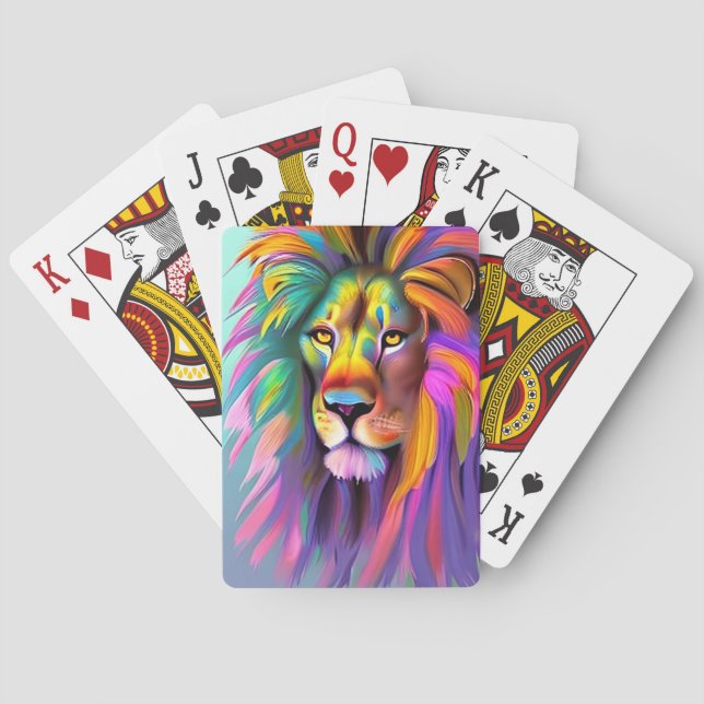 Baraja De Cartas Resumen Lion Face Mystical Fantasy Art (Reverso)