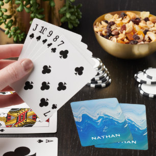 Baraja De Cartas Resumen moderno arte del océano azul personalizado